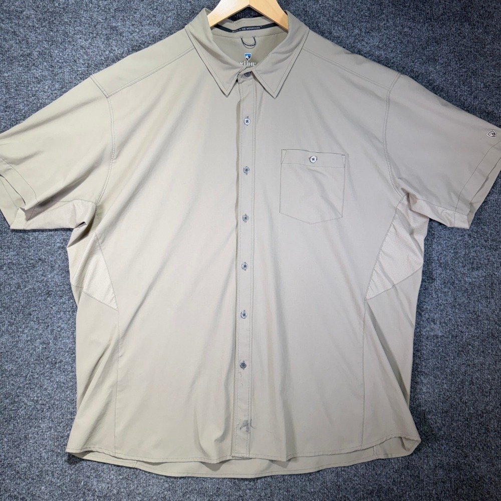 Kuhl Carbon Bandit Shirt Mens XXL Tan Short Sleeve Button Down Hiking Outdoor